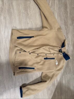 The North Face Beige Sherpa Fleece Jacket with Navy Accents